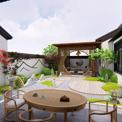 Japanese-style villa courtyard view