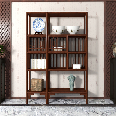 Chinese-style Solid Wood Decorative Cabinet Bookcase