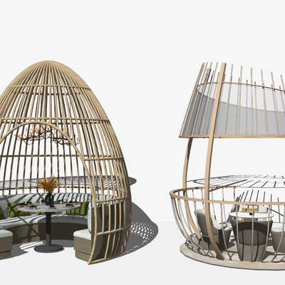 Modern Rattan Birdcage Outdoor Sofa