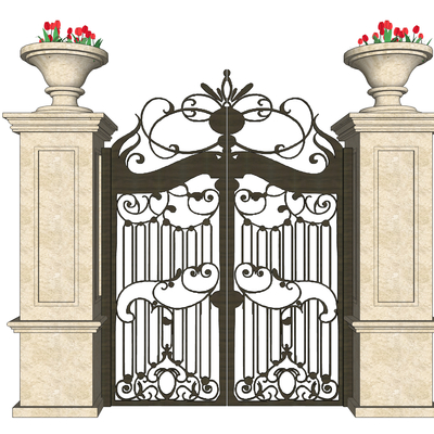 European garden courtyard gate