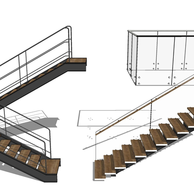 Industrial Style Iron Railing Stairs Glass Stairs