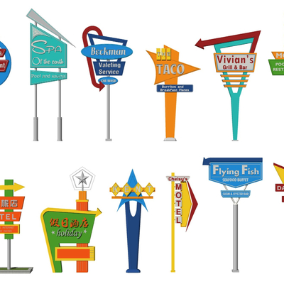 European-style signs, road signs, guide signs