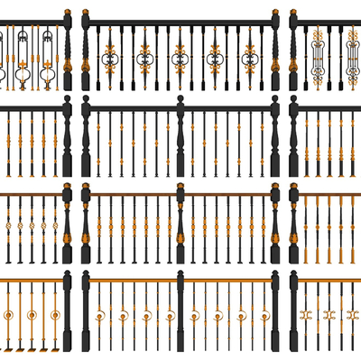 European-style wrought iron railing guardrail