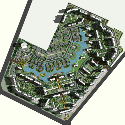 Bird's-eye view planning of modern residential quarters