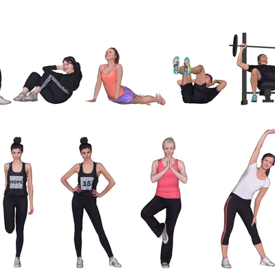 European Fitness Sports Yoga Characters