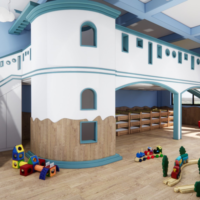 Modern Kindergarten Castle Slide