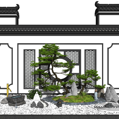 New Chinese Garden Landscape Wall Pine Tree Landscape Scrib Scenery