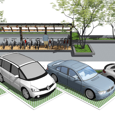 Hyundai car ecological parking space bicycle shed