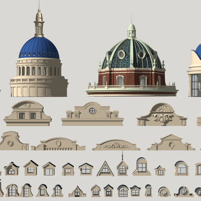 European-style church dome dorsal window building components