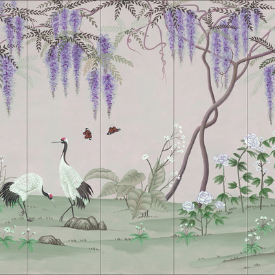 Chinese hand-painted flower and bird mural hard bag