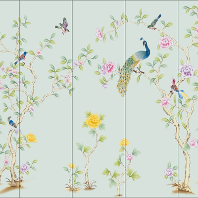 Chinese hand-painted flower and bird mural hard bag