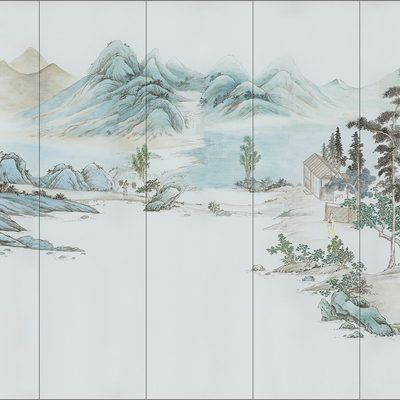 Chinese hand-painted landscape mural hard bag