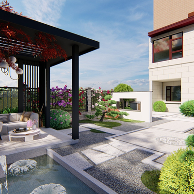 New Chinese-style Villa Courtyard