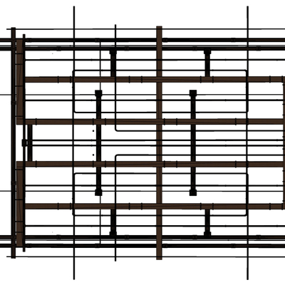 Modern bare roof pipe ceiling