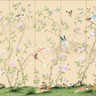 Chinese hand-painted flower and bird mural hard bag