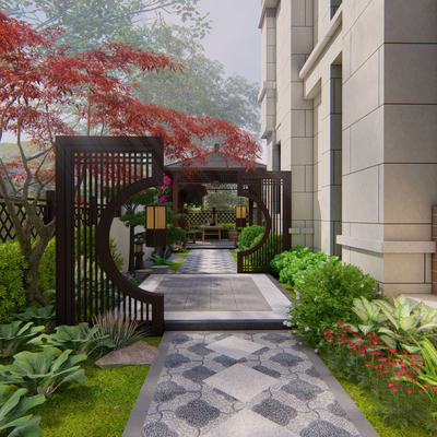 New Chinese-style Villa Courtyard