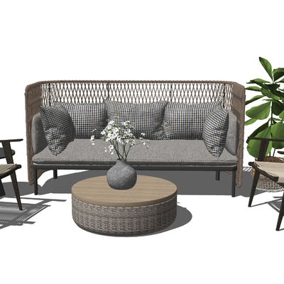 Modern outdoor rattan sofa