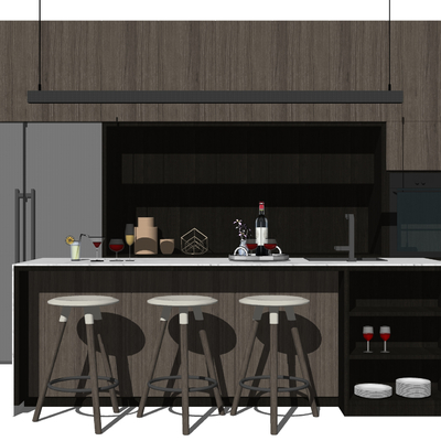 Modern kitchen with island bar counter