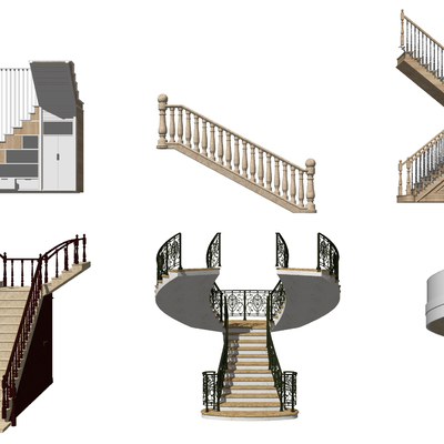 European-style revolving stair railing guardrail