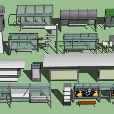 Modern Bus Station Waiting Booth