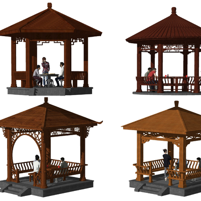 Chinese style wooden pavilion landscape pavilion