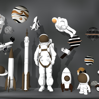 modern astronaut planet rocket ornaments