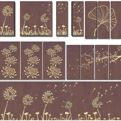 Industrial wind weathering board dandelion plant rust board landscape wall