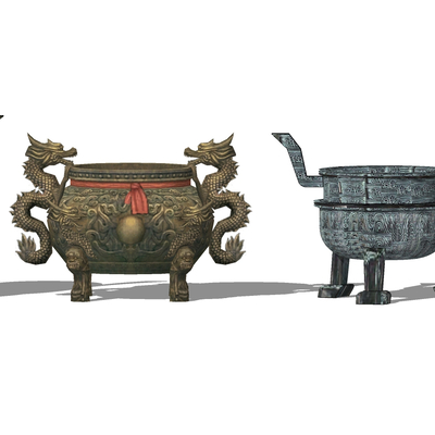 Chinese-style sacrificial bronze tripod