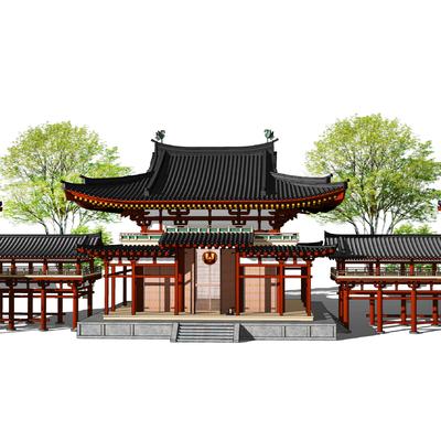 New Chinese-style ancient architecture pavilion viewing platform corridor