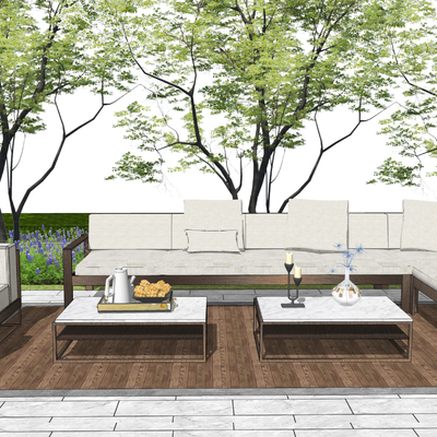 Neo-Chinese Style Outdoor Sofa Combination