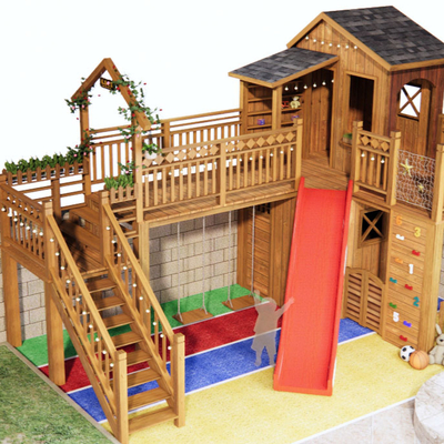 Modern wooden children's slide room