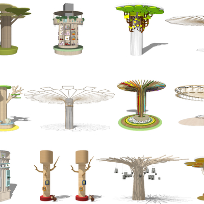 Nordic decorative pillar landscape sketch