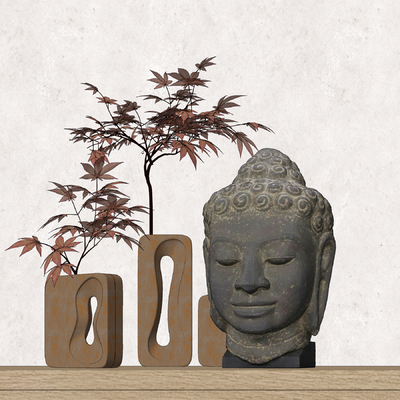 New Chinese-style Buddha Head Sculpture Flower Ornaments