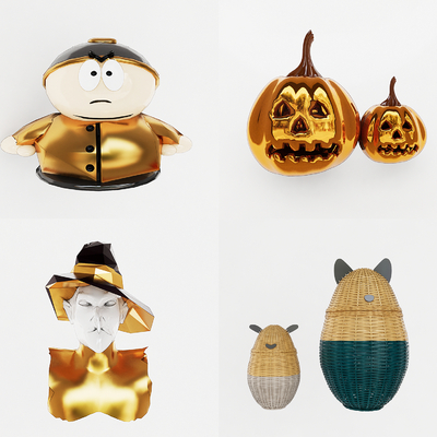 Modern witch pumpkin ornaments