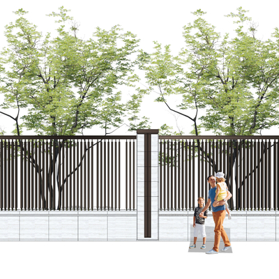 Modern residential area fence