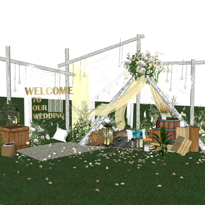 Modern Wedding Scene Photo Area