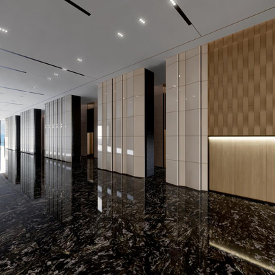 Modern office elevator corridor