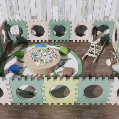 Modern children's table and chair fence