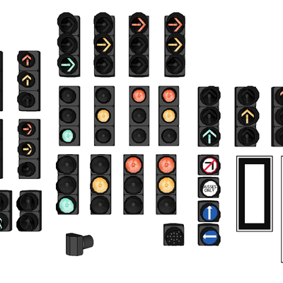 Modern road warning lights traffic lights signal lights