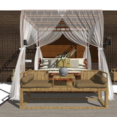 Chinese fabric double bed