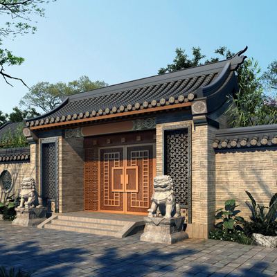 Chinese-style ancient courtyard gate