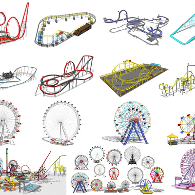 Modern roller coaster Ferris wheel rides