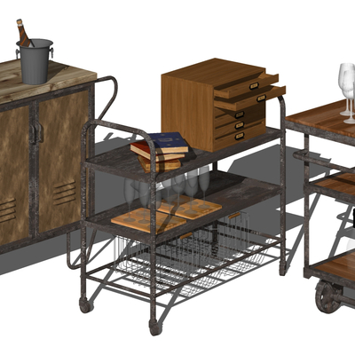 Industrial Wind Sideboard Dining Cart Trolley