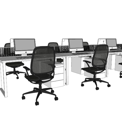 Modern staff office desks and chairs