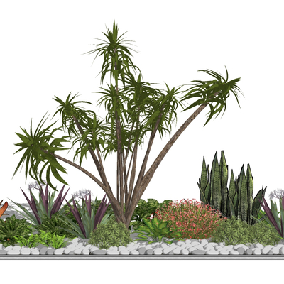 Modern fleshy flowers and plants landscape sketch