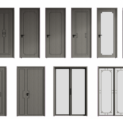 Neo-Chinese Style single door sliding door combination