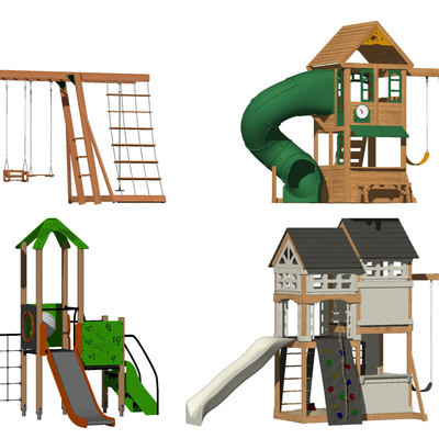 Modern wooden children's slide