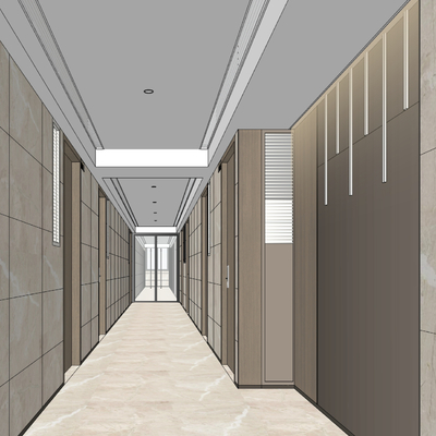 Modern walkway elevator hall