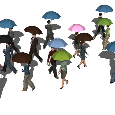 Modern umbrella crowd figures