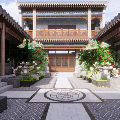 Chinese-style ancient courtyard house